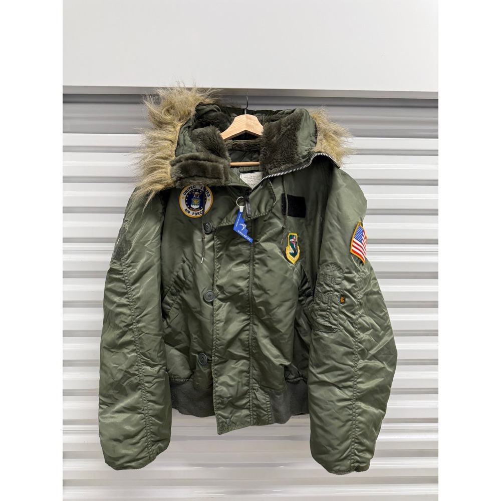 Alpha Industries N-2B Flight Jacket Mens XXL Green USAF Parka Made in USA